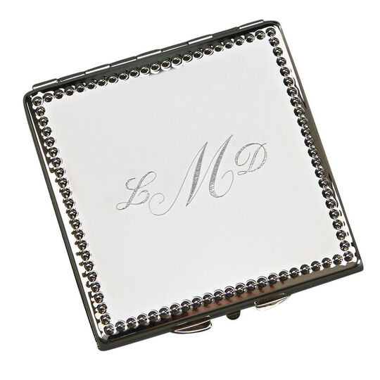 Engraved Beaded Border Square Compact